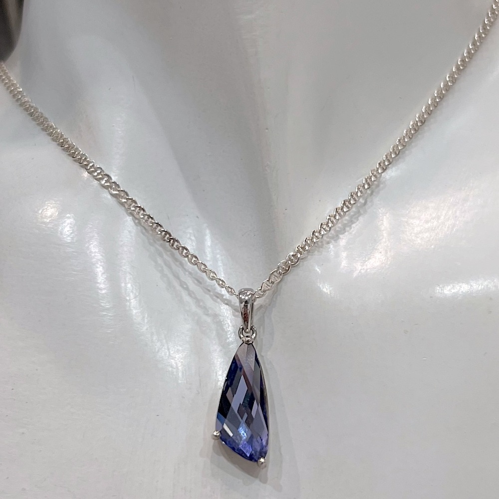 SWAROVSKI Crystal Tanzanite Sterling Silver Pendant Necklace - Picture 2 of 11